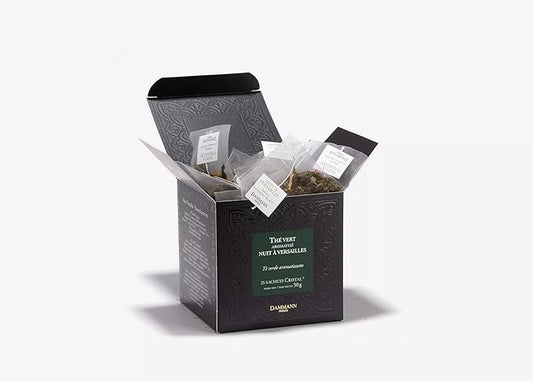 Dammann Freres Sachets, Nuit À Versailles Tea Bags, Premium Gourmet French Green Tea, Blend Bergamot, Kiwi, Peach Flavors, 25 count (Single Pack)