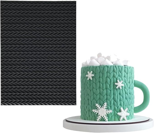 mostsom Silicone Lace Cake Molds Reusable Fondant Embossing Mats for Cake Decorating, Sweater Pattern, Cupcakes, Cookies, Chocolate - Food-Grade Non-Stick Baking Tools (C_ Sweater Pattern)