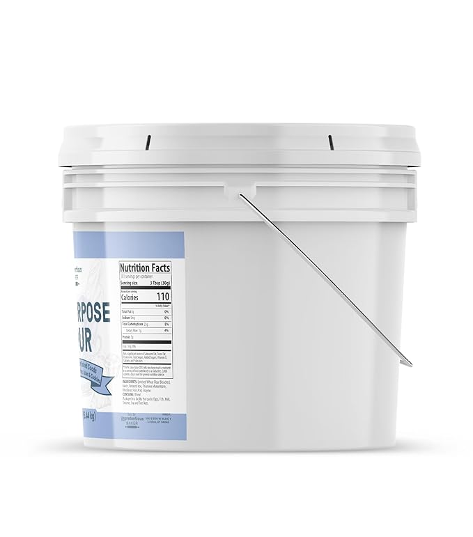 Unpretentious All Purpose Flour, 2 Gallon Bucket, Versatile Kitchen Staple, Food Storage