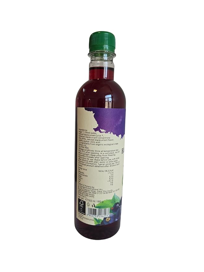 DROP Pure Organic Blackcurrant Flavor Bio Syrup-16.9oz (500ml), Natural 30% Concentrate Fruit Syrups,Great For Cocktails,Bevarages,Coffee,Shaved Ice and Ice-Cream,Gluten-Free, NON-GMO Snow Cone Syrup