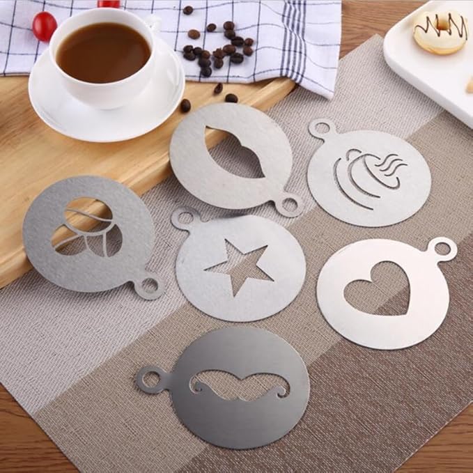 Hemoton Cookie Stencils,Coffee Decorating Stencil,Coffee Decoration Mold Tool, Stencils Latte Art,Cake Baking Templates, Art Templates Mold Tool for Cake Cappuccino