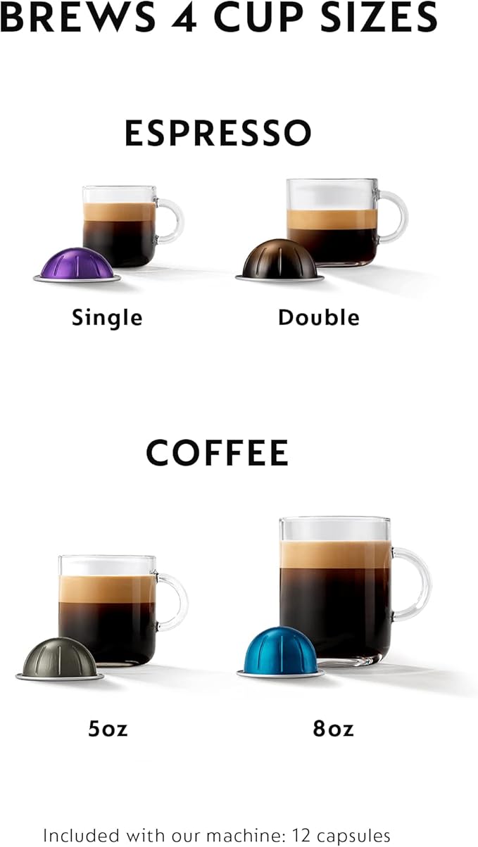 Nespresso Vertuo Coffee and Espresso Machine by De'Longhi with Milk Frother, 1000 Milliliters, Graphite Metal