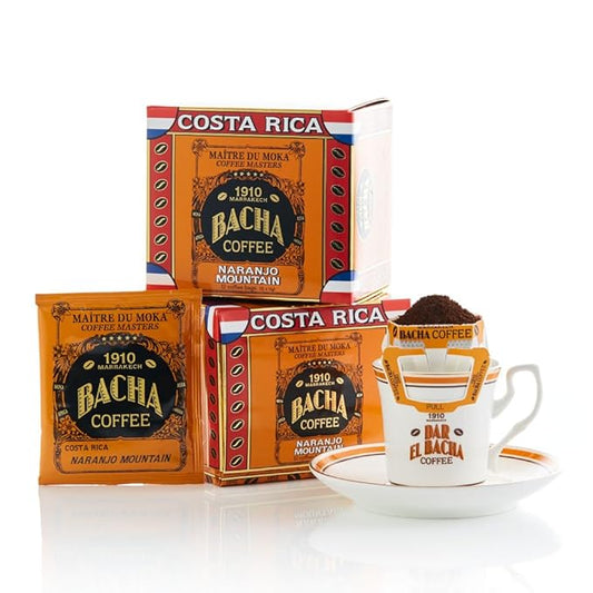 Bacha Coffee | Naranjo Mountain Costa Rica Single Origin, Medium Dark Roast, 100% Arabica Specialty Coffee, 12 Coffee Drip Bags, Gift Box