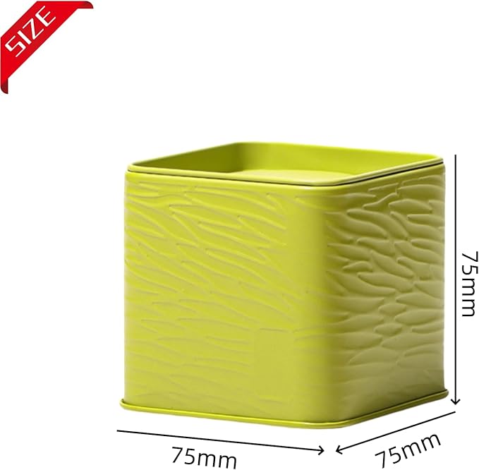 HAN SHENG 2 Pcs Decorative Square Tea Tin Tea Storage Containers Loose Tea Storage Coffee Tins Food Storage Container for Tea Coffee Herb Candy Chocolate Sugar Spices (Green)
