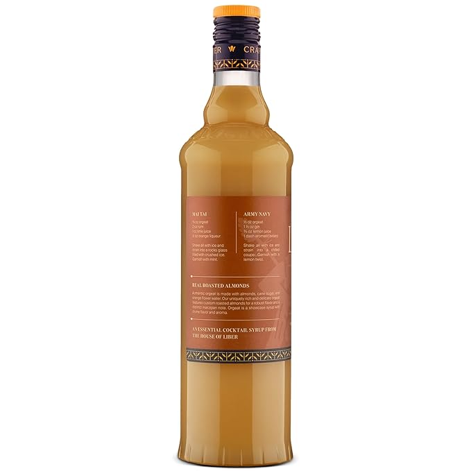 Liber & Co. Almond Orgeat Syrup (25.36 oz) - Craft Cocktail Mixer Made with California Almonds & Orange Blossom Water - Makes 34-50 Cocktails - Essential for Authentic Mai Tais, Tiki Drinks, and Coffee