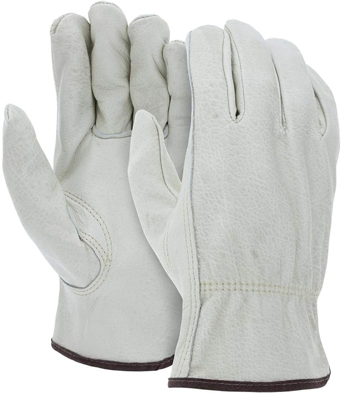 ATERET 36 Pairs Medium Heavy Duty Durable Cowhide Leather Work Gloves I Driver Gloves for Truck Driving, Warehouse, Gardening, Farming
