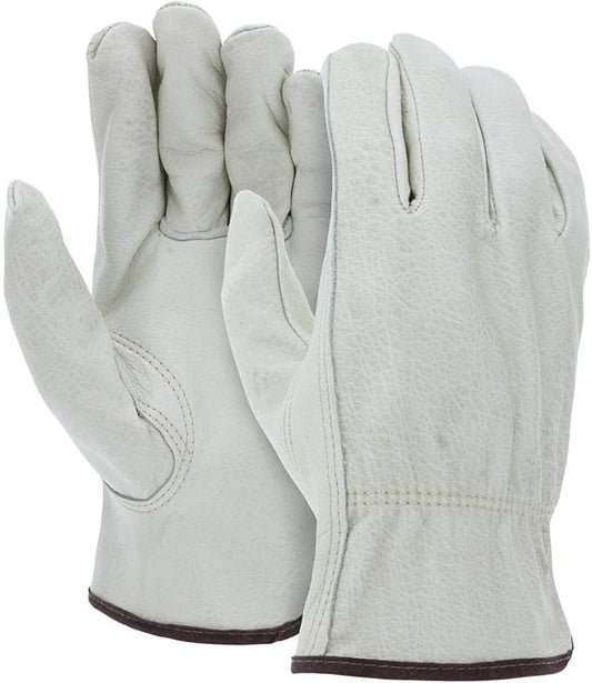 ATERET 24 Pairs Large Heavy Duty Durable Cowhide Leather Work Gloves I Driver Gloves for Truck Driving, Warehouse, Gardening, Farming