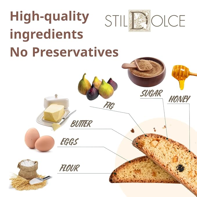 Italian Semi-Soft Fig Biscotti | Made in Tuscany, Italy | Stildolce Traditional Authentic Biscuits