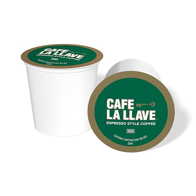 Cafe La Llave Espresso-Style Dark Roast Coffee Pods for Keurig K-Cup Brewers - Bold, Rich Flavor - 72 Count Single Serve Recyclable Capsules- Family Crafted
