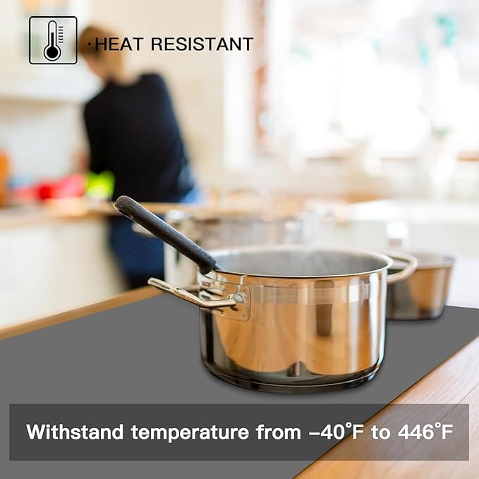 Silicone Mats for Kitchen Counter, 47.3"x23.6"(120cmx60cm) Large Heat Resistant Mat Kitchen Island Waterproof 2MM Thick Countertop Protector Mat Nons-slip Extra Large Counter Mat, Translucent Gray