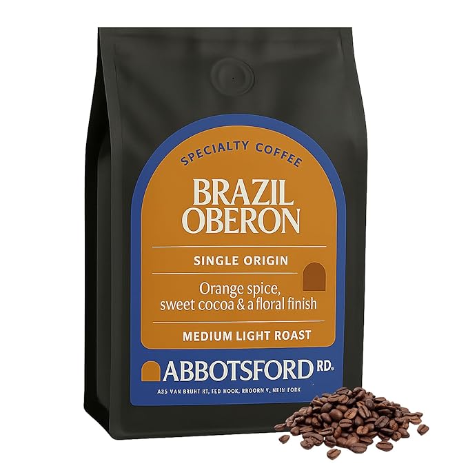 Brazil Oberon Coffee Whole Bean, Medium Light Coffee Beans with Orange Spice & Cocoa, 35.2 oz (2.2lb) Bag, Single Origin from Cerrado, Perfect for a Bright Flavorful Brew