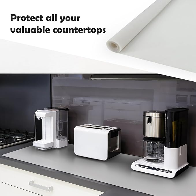 Ultibe Silicone Mats for Kitchen Counter, 78.7''x23.6''(200cmx60cm) Largest Heat Resistant Counter Mat Kitchen Island Waterproof Thicken Non-Slip Countertop Protector Mat, Semitransparent