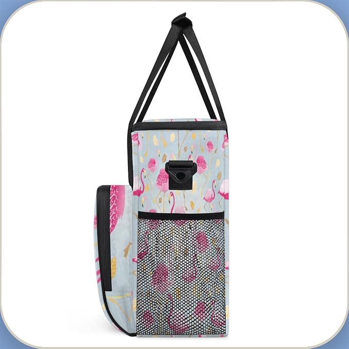 Animal Pink Flamingos Coffee Maker Carring Bag Travel Storage Tote Bag Compatible with Keurig K-Mini or K-Mini Plus Portable Single Serve Coffee Brewer Case with Pockets for K-cup Pods