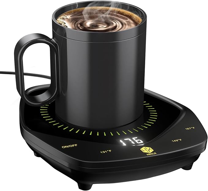 Coffee Mug Warmer for Desk,Candle Warmer Plate Auto Shut Off, Tea Espresso Beverage Coffee Warmer for Desk, Three Temperature Coffee Cup Warmer for Coffee Lover Gifts (Black, Without Mug)