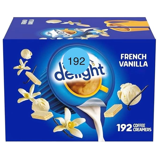 French Vanilla Coffee Creamer Cups – 192 Count – Single Serve Non-Dairy Creamer – No Refrigeration Needed – Rich Vanilla Flavor for Coffee, Tea, Office & Travel – Bulk Value Pack