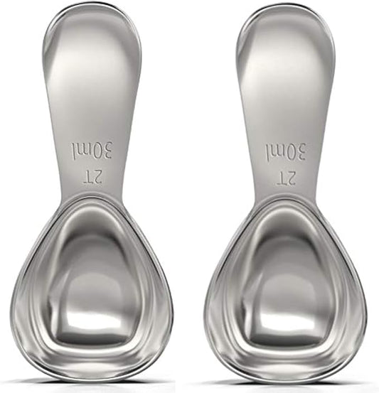 BALCI - Stainless Steel Coffee Scoop Set (2&2 Tablespoon, 30ml and 30ml) Exact Measuring Spoons for Coffee, Tea, Sugar, Flour and More! …