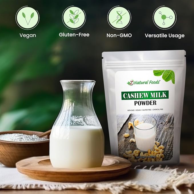 Z Natural Foods Unsweetened Cashew Milk Powder - Plant/Nut Milk For Healthy Heart, Bones, Skin - Substitute for Cashew Butter - Gluten-Free, Kosher, Non-GMO, Vegan, Dairy-Free, 1 lb