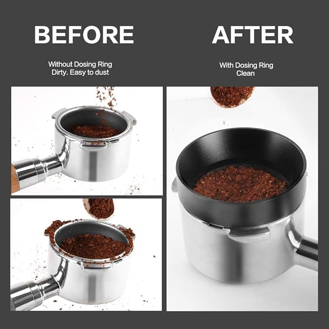 1pc Espresso Dosing Funnel 51/53/58mm Coffee Dosing Ring Aluminum Espresso Distribution Coffee Tool For Home Coffee Bar Shop College Dorm Room Apartment Essential Coffee Accessories (51mm, Black)