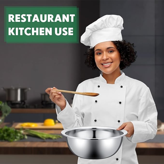 Pinkunn Set of 12 Stainless Steel Mixing Bowls, Nesting Metal Prep Salad Bowl Bulk Kitchen Large Reusable Baking Food Container for Hotel Restaurant Home Cooking, Silver(12.6 x 4.25 Inch)