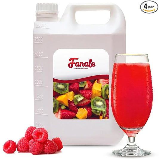 Fanale Premium Flavoring Concentrated Syrup for Bubble Tea 11 lb | Raspberry Flavor Syrup | for Boba Tea, Smoothies, Slushes, Desserts | 11lb | Pack of 4 | SRP270-CS