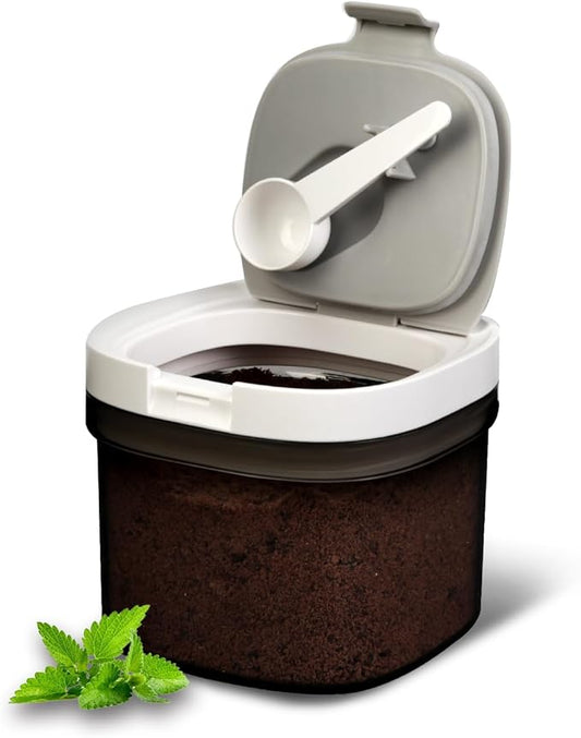 Airtight Coffee Storage Container with Magnetic Scoop, 0.7 Qt Coffee Bean and Ground Coffee Canister, Durable, Keeps Coffee Fresh & Dry, Easy to Clean