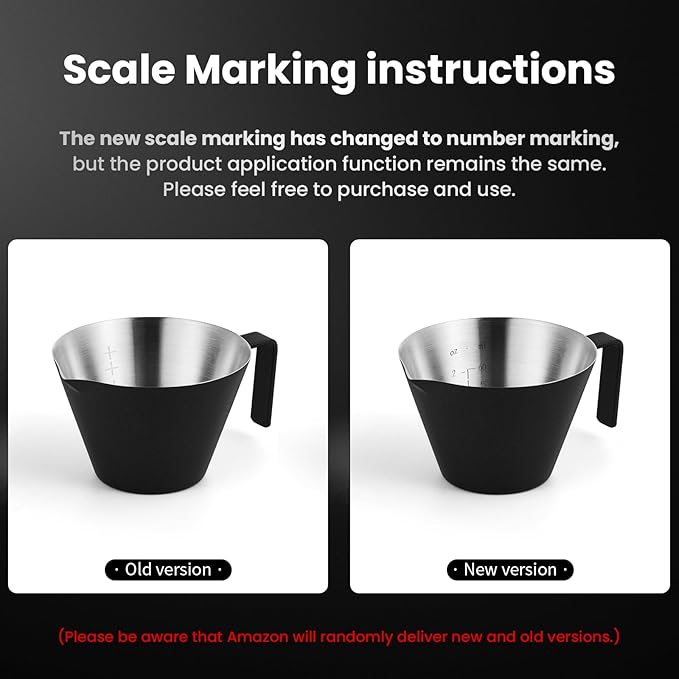MHW-3BOMBER Espresso Shot Cups with Handle Espresso Measuring Cup Dishwasher Safe 2 Pack Stainless Steel Pouring Cup for Tomato Sauce|Steak Sauce|Dessert|Beverage (Matte Glossy) G6196-OS