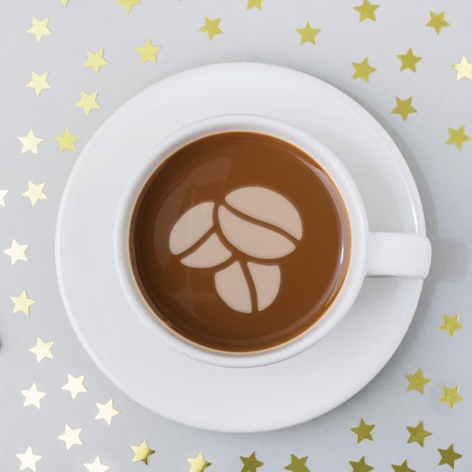 4Pcs Stainless Steel Coffee Stencils for Latte Art Easy to Clean Cappuccino Templates Milk Spray Tools for Home Decorating