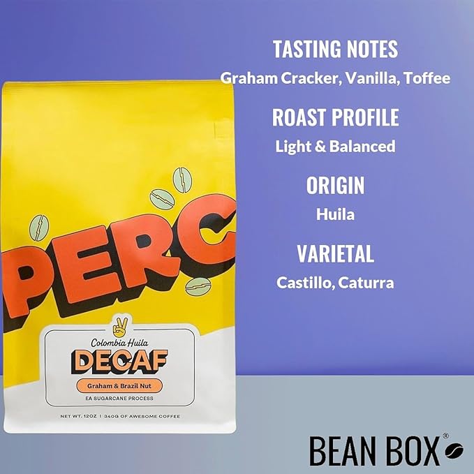 Decaf Colombia Huila - Roasted by Perc Coffee - Whole Bean Coffee - 12 Ounce Bag
