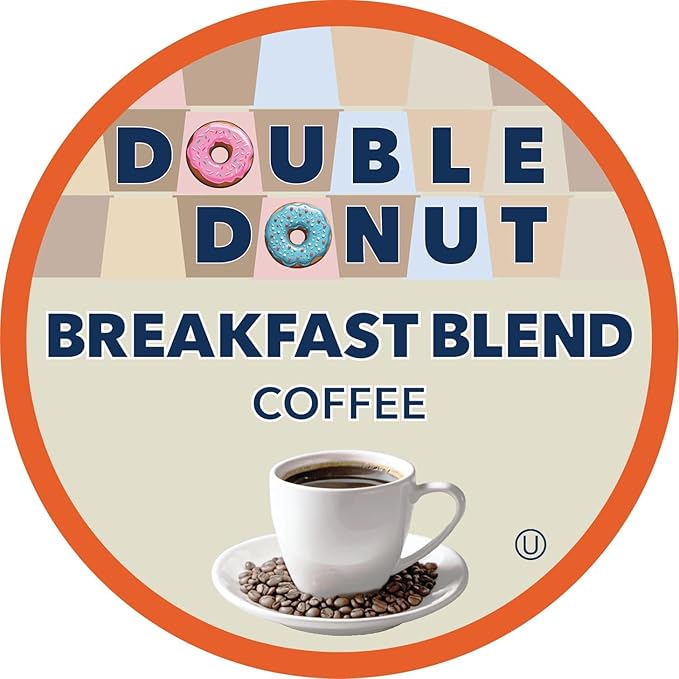 Double Donut Coffee Breakfast Blend Fresh Medium Roast Coffee SingleServe Pods for Keurig K Cup Brewer Machines 20 Capsules per Box