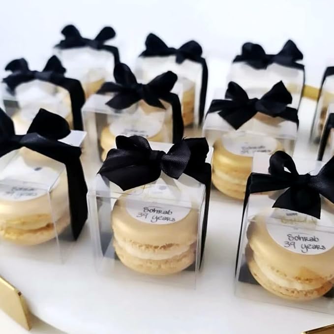 SLShePack 100Pack Clear Gift Boxes for Macaron,Golf Chocolate,Smores & Small Gift Boxes for Chocolate Bomb & Birthday Wedding Party Favor Boxes