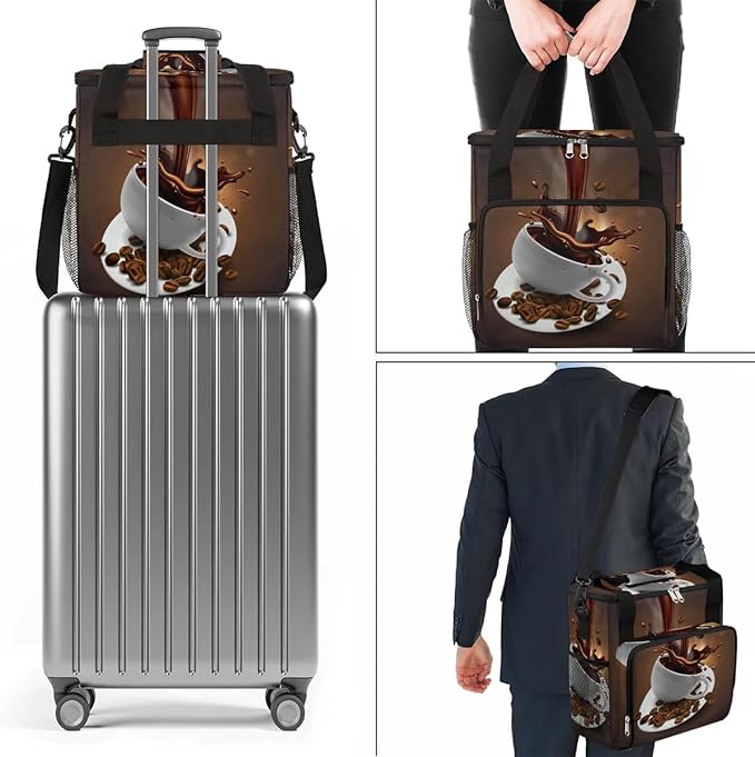 Coffee Beans Cup Coffee Maker Carring Bag Travel Carrying Storage Tote Bag Compatible with Keurig K-Mini or K-Mini Plus Portable Single Serve Coffee Brewer Case with Pockets for K-cup Pods