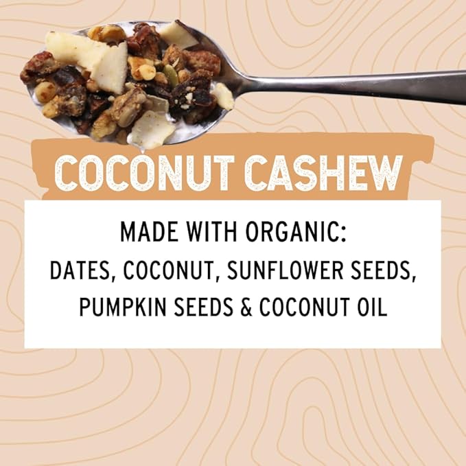 Wildway Keto Granola | Coconut Cashew | Grain-Free, Certified Gluten-Free Cereal | Vegan, Low Carb | No Sugar Added | Paleo-Friendly | Non-GMO Fruit & Nut Clusters | Nutrient-Rich Snack | 8 oz, 6 Pack