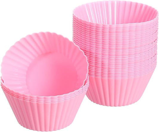 uxcell 36Pcs Silicone Cupcake Liners, Non-Stick Baking Cups, for Cooking Eggs, Baking Muffins and Make a Cake(Pink)
