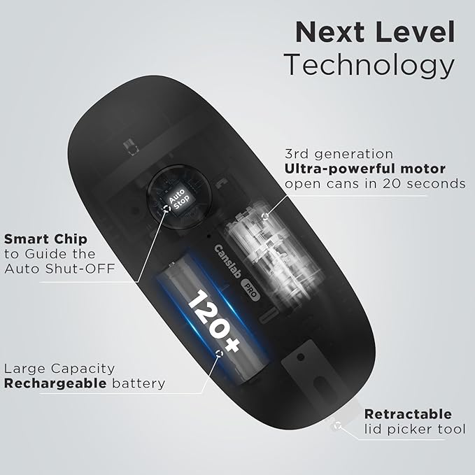 Ultrablade PRO - USB Rechargeable Electric Can Opener for Kitchen for Seniors with Arthritis- Auto Stop One touch Automatic Can Opener, Smooth Edge, Small Size Can Opener, Purple