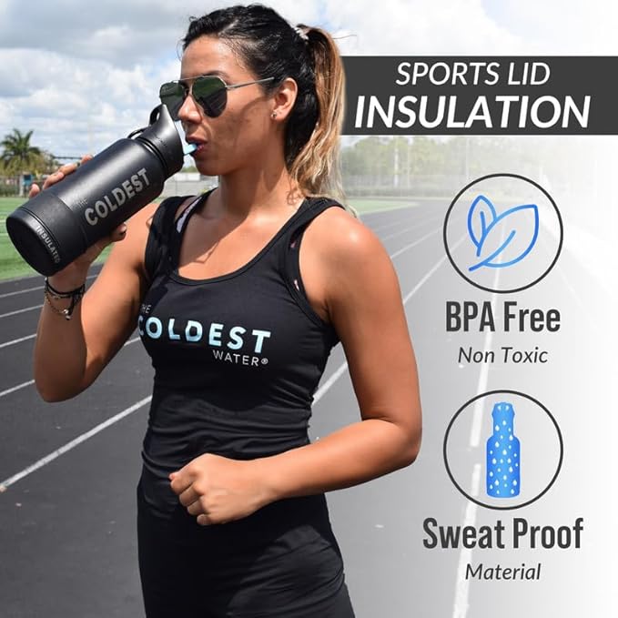 Coldest Insulated Water Bottle with Straw Lid - Stainless Steel Metal Insulated Bottle for Men & Women (Supernova Silver Glitter, 14 oz)