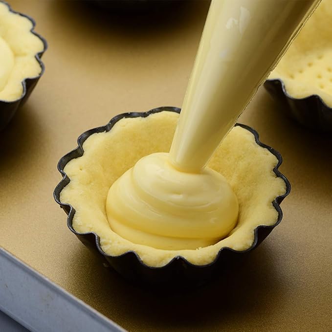 12 Packs Egg Tart Mold, Size 2.6 x 0.9inch, Cupcake Cake Muffin Mold Tin Pan Baking Tool, Carbon Steel