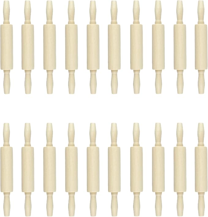 20 Pack Wood Small Rolling Pin for Kids, 7.9 Inch Kids Rolling Pin for Home Kitchen