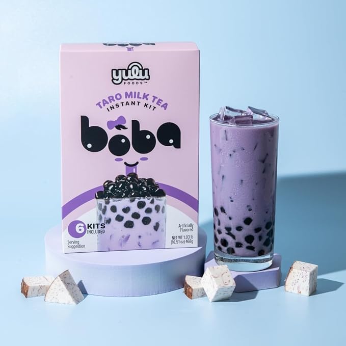 YULU FOODS Instant Bubble Pearls for Taro Milk Tea with Brown Sugar Flavor – 6 Servings