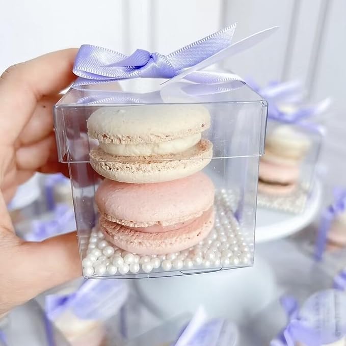50Pack 2" x 2" x 2" Clear Gift Boxes Macaron Boxes Small Gift Boxes Golf Chocolate Boxes Smores Box Chocolate Bomb Box Birthday Wedding Party Favor