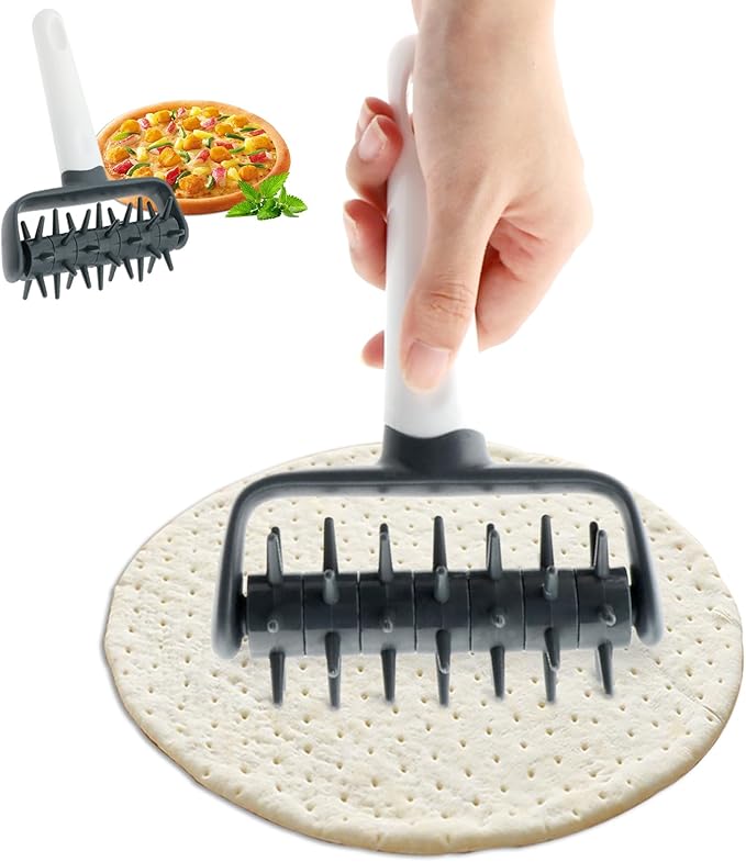 Pizza Dough Docker,Pastry Roller with Spikes Docker Dough Bubble killer Pie Docker Roller for Home Kitchen Pizza Making Accessories(COLOR:Dark grey)