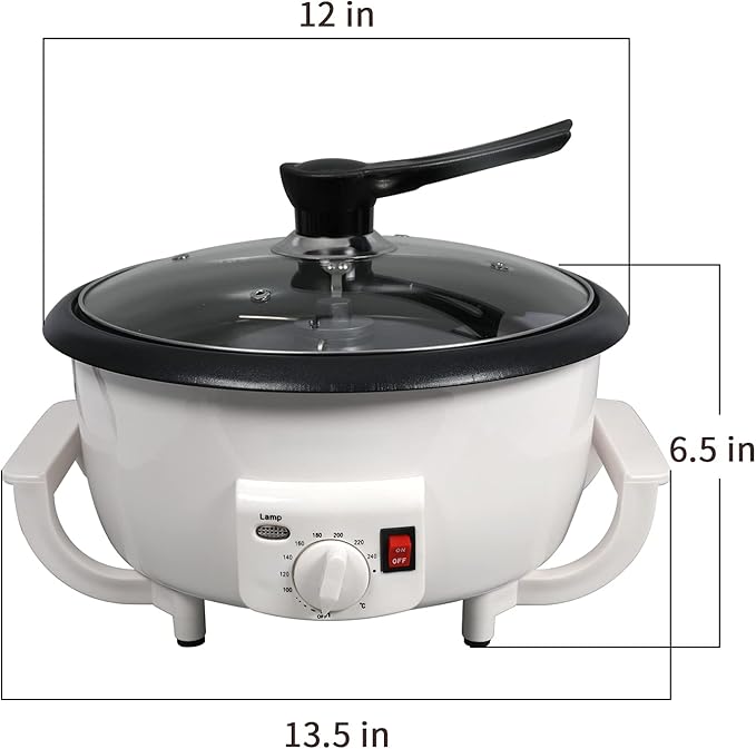 DIYAREA Coffee Roaster Machine for Home Use, 800g Capacity Electric Coffee Bean Roaster Machine with Timer 0-240℃ Non-Stick for Cafe Shop, Nut, Peanut, Black Bean, Soybeans 110V 1200W1