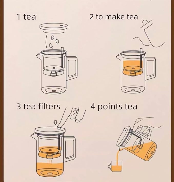 Glass Teapot with Removable Infuser, Loose Leaf Tea Brewing (7-shaped handle)