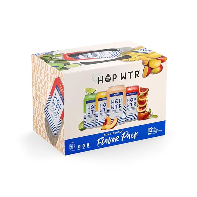 HOP WTR Sparkling Hop Water, Variety Pack 12 Pack, Sugar Free, Low Carb Non Alcoholic Drinks, NA Beer, Adaptogen Drink, No Calories, Adaptogens & Nootropics for Added Benefits, 12 oz Cans