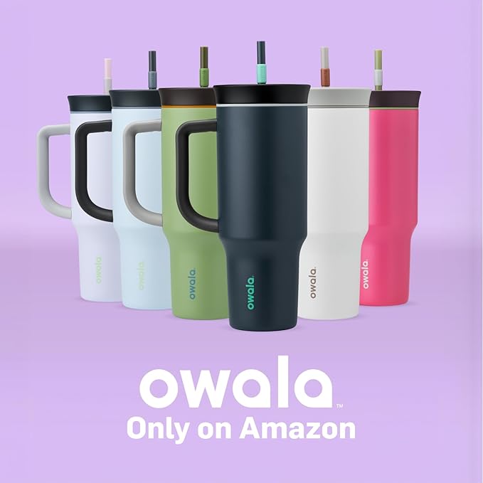 Owala Stainless Steel Triple Layer Insulated Travel Tumbler with Spill Resistant Lid, Straw, and Carry Handle, BPA Free, 40 oz, Blue (The Great Blue) (Pack of 6)