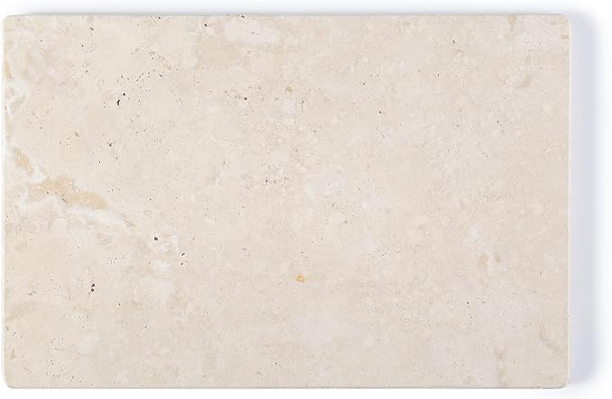 Koville Natural Travertine Marble Cutting Board for Kitchen Counter, 12" x 8" Real Stone Slab Marble Cheese Board for Home Decor, Stone Pastry Boards Bathroom Perfume Tray Candle Plate
