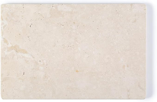 Koville Natural Travertine Marble Cutting Board for Kitchen Counter, 12" x 8" Real Stone Slab Marble Cheese Board for Home Decor, Stone Pastry Boards Bathroom Perfume Tray Candle Plate