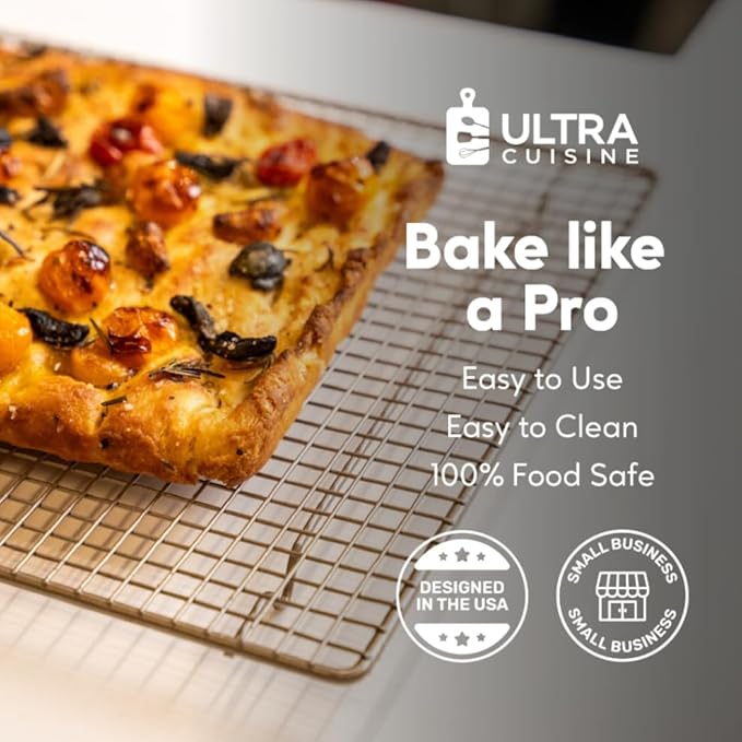 Ultra Cuisine Heavy Duty 100% Stainless Steel Cooling Rack for Cooking and Baking - Baking Rack & Wire Cooling Rack - Fits Half and Jelly Roll Sheet Pans - 11.5''x 16.5''' and 10''x14.75''