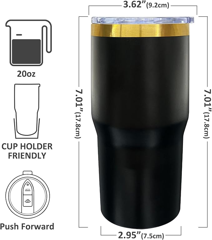 20 oz Tumbler Bulk 12 Pack Stainless Steel Tumblers with Lids and Straws, Double Wall Vacuum Insulated Travel Coffee Mug for Laser Engrave, Powder Coated Cups for Hot and Cold Drinks (Black,12 pack)