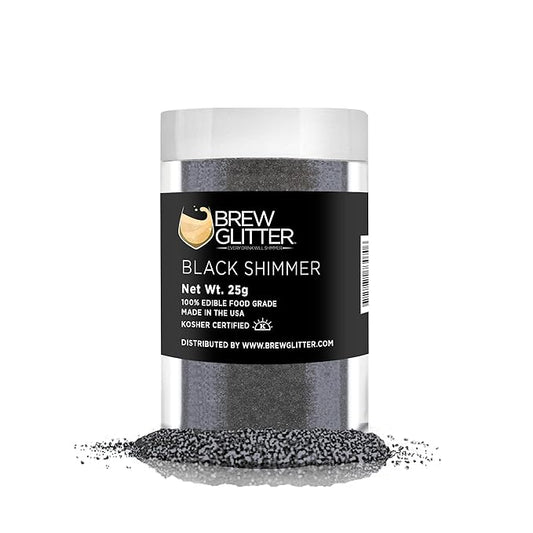 Black Shimmer BREW GLITTER Edible Glitter For Drinks, Cocktails, Beer, Garnish Glitter & Beverages | KOSHER & HALAL Certified | 100% Edible & Food Grade | Vegan, Gluten, Nut Free (25g, Black Shimmer)