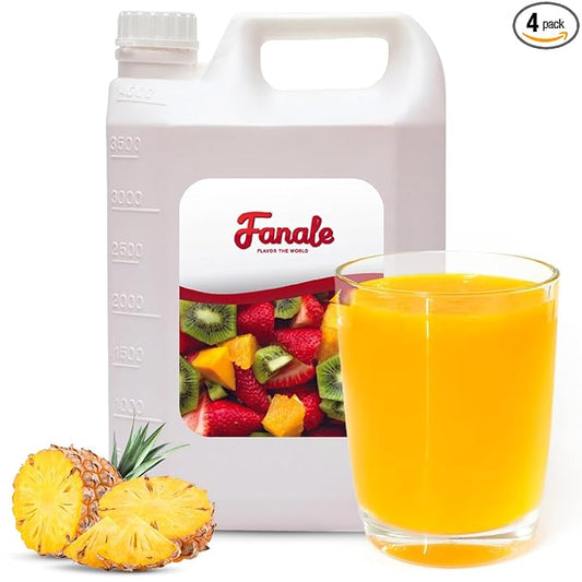 Fanale Premium Flavoring Concentrated Syrup for Bubble Tea 11 lb | Pineapple Flavor Syrup | for Boba Tea, Smoothies, Slushes, Desserts | 11lb | Pack of 4 | SRP100-CS